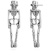 Halloween Skeleton Earrings Spooky Skull Skeleton Dangle Earrings for Women Costume Dress Up Ghost Earrings