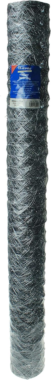 Astone heavy duty galvanised chicken wire netting roll: 900mm wide, 10m long, 50 mm mesh, 19g wire diameter