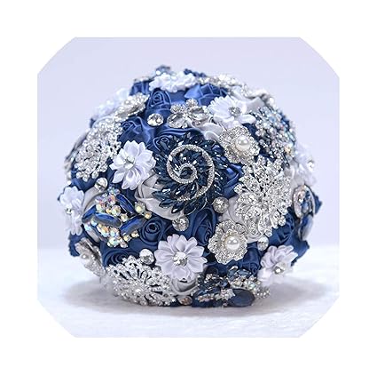 Amazoncom Sparkly Crystal Brides Bouquet Diamond Satin