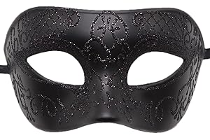 Seglorwy Masquerade Mask for Men Vintage Venetian Mardi Gras Halloween Christmas Party Masks (Black 3)