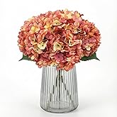 Blooming Paradise 5Pcs Artificial Fake Flowers Plants Silk Hydrangea 1 Flower Head Arrangements Wedding Bouquets Decorations Plastic Floral Table Centerpieces Home Kitchen Garden (Dusty Pink)