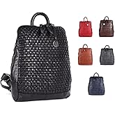 VILENCA HOLLAND 12.5 Inch Genuine Leather Backpack for Women and Men, Black Leather Backpack with Adjustable Shoulder Strap