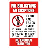 Kadezia 12"x8" Aluminum No Soliciting Sign with Pre-Drilled Holes - Rust-Proof, Outdoor/Indoor Use, Funny Door Decoration for Home, Office, Yard (Do Not Ring Bell/No Knock Policy) (003)