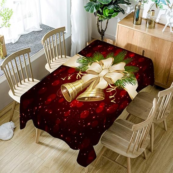 GSJJ Rechteckig Weihnacht Tischdecke Wählbar Wachstischdecke Gartentischdecke Abwaschbar Rot,Größe Wählbar,Glatt Weihnachten 