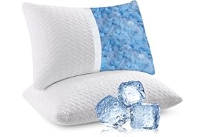 Twolike Shredded Memory Foam Pillows Cooling Bed Pillows 2 Pack, Pillows Queen Size Set of 2 for Sleeping, Support Soft for Side Back Stomach Sleepers, with Washable Cover, 20X30