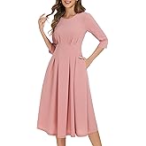 Wedtrend Women's 1940s Dress 3/4 Sleeve Cocktail Dresses Vintage Dress A Line Work Dresses with Pockets