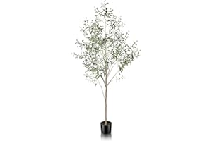 FEELEAD 7ft Faux Olive Tree - Tall Fake Olive Silk Trees with Planter Natural Olive Branches and Realistic Leaves, Large Artificial Olive Tree Plant for Home Office Living Room Decor Indoor