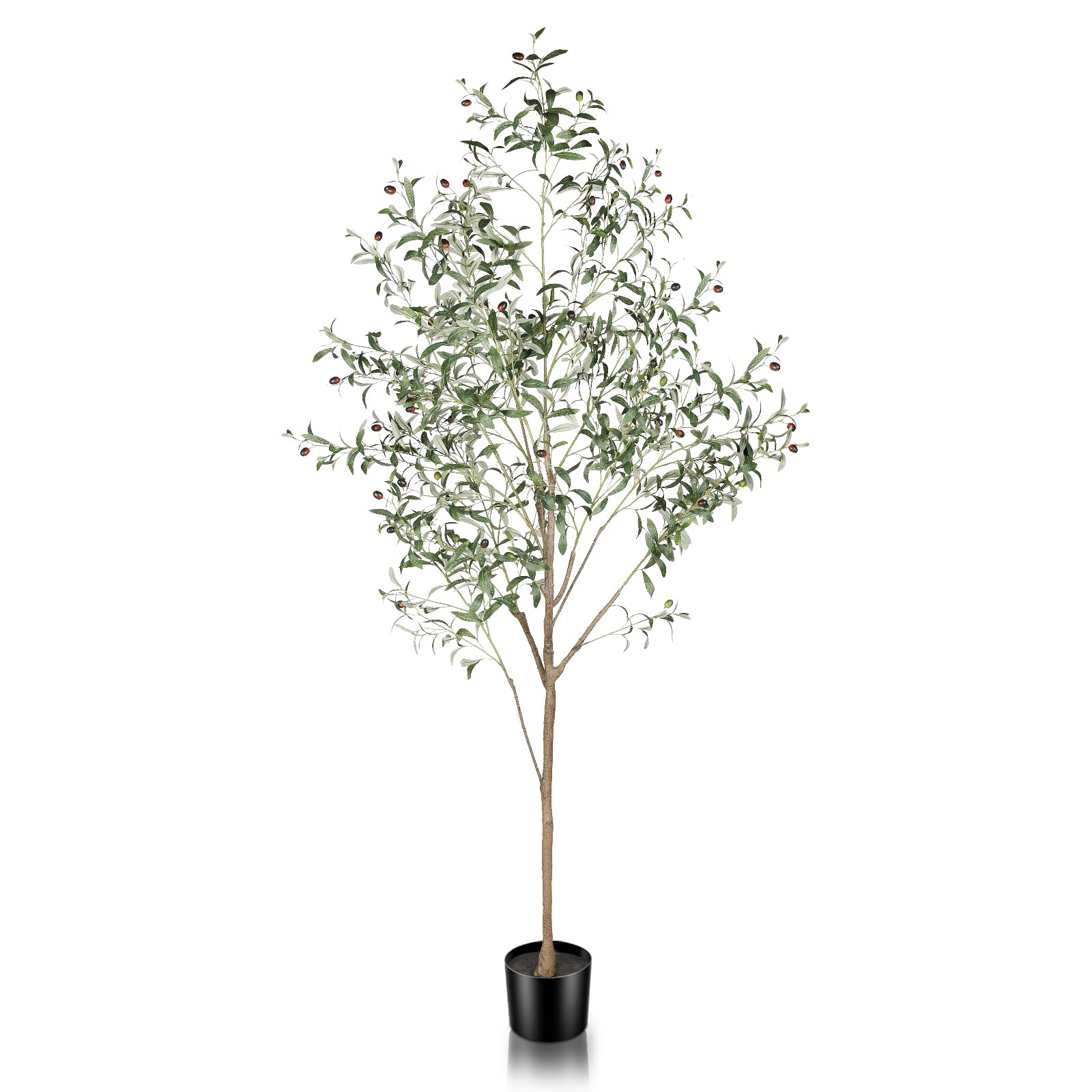 FEELEAD 7ft Faux Olive Tree - Tall Fake Olive Silk Trees with Planter ...