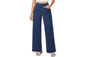 IUGA Wide Leg Jeans Woman High Waisted Pull On Baggy Jeans for Women Stretchy Trendy Womens Jean Straight Casual Denim Pants