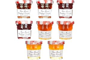 ITHACORE Gift Box of 8 Bonne Maman Mini 1 oz. Jars (2 Each of Strawberry, Raspberry, Apricot & Orange)