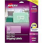 Avery Printable Shipping Labels with Sure Feed, 2" x 4", Matte Clear, 100 Blank Mailing Labels (15663)