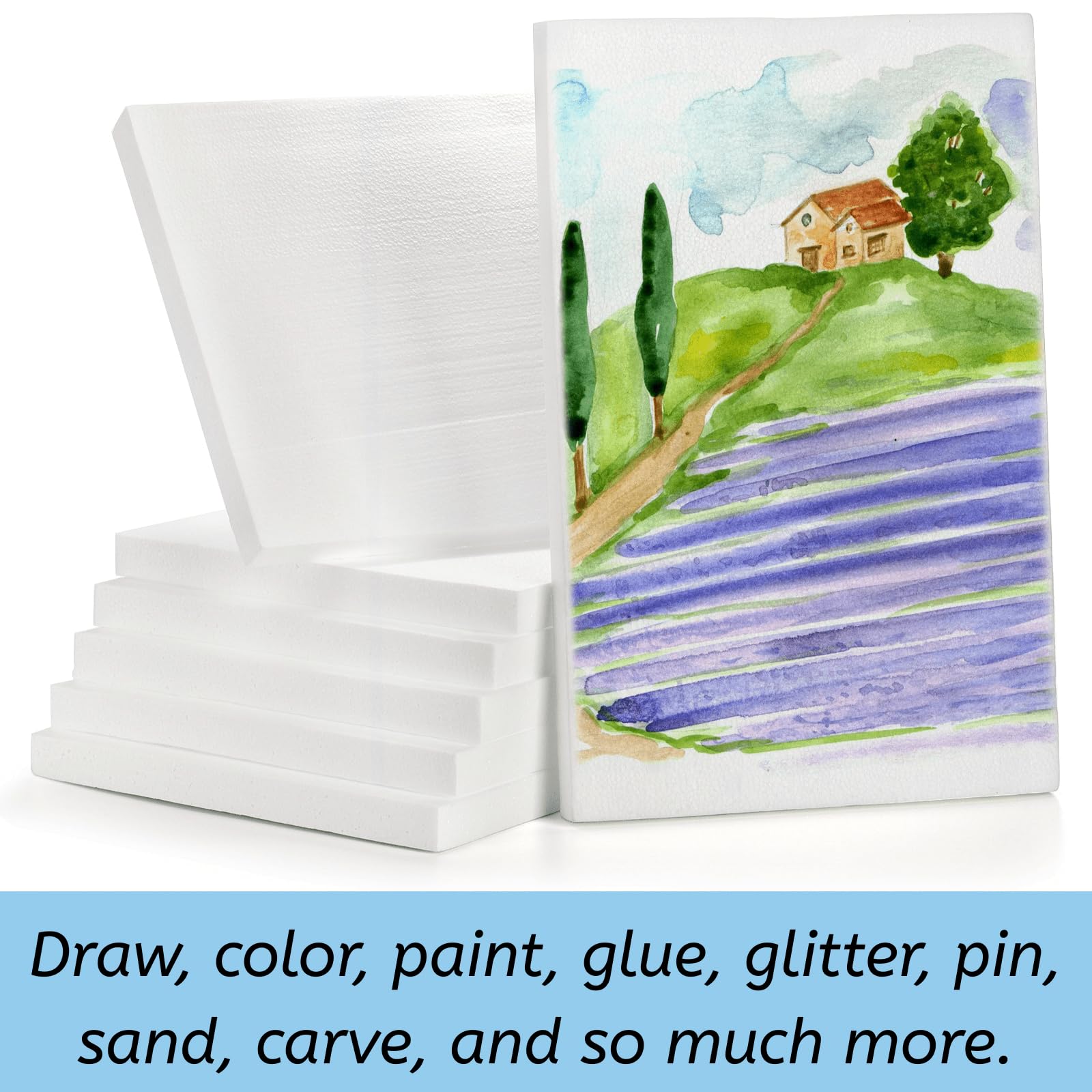 YOUEON 7 Pack Craft Foam Blocks, 17x11x1 Inch White Foam Rectangle Blocks, Polystyrene Sheets, EPS Boards for Arts and Crafts, Sculpting, Modeling, School, Home