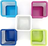 D.RECT Metal Square Pen Holder Cube Mesh Cup Blue 98mm view 5