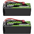 OVONIC 4S LiPo Battery 14.8V 6500mAh 120C with T to TRA Plug for RC Car RC Truck Airplane Helicopter Boat Car Racing RC Hobby (2 Packs)