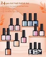 Phoenixy Gel Nail Polish Set 24pc UV Gel Starter Kit with Base Top Coats view 7