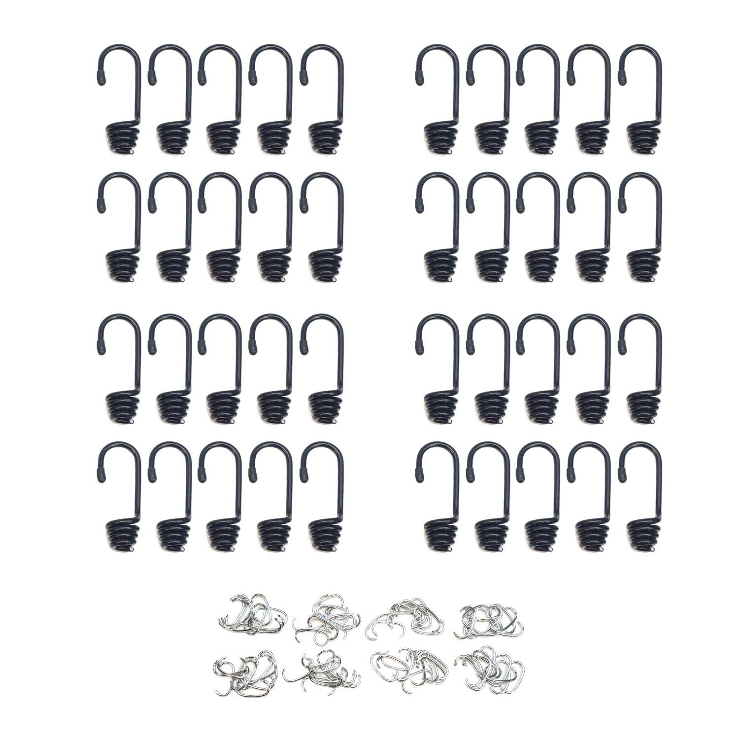 Hook & Cord - Metal Plastic-Coated Spring Hooks