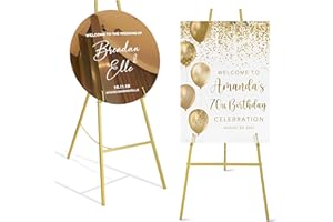 ARTASY 50" Gold Easel Stand for Wedding Signs, Posters, Portable Artist Easel for Painting Canvas, Large Display Easel for Home and Office