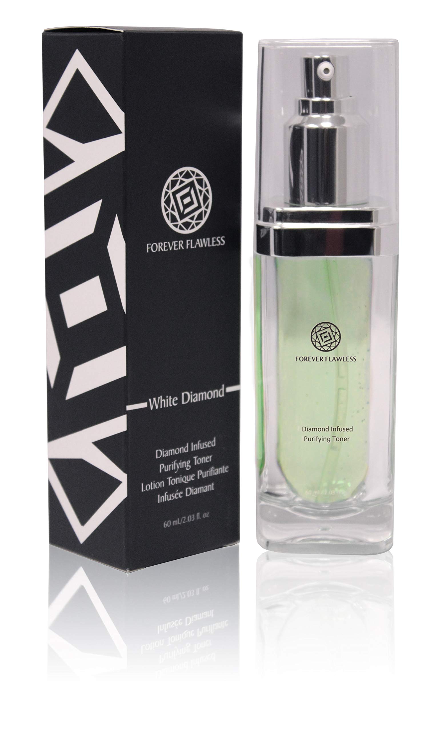 Forever Flawless Exfoliating Facial Toner With White Diamond Powder and Aloe Vera FF16, Enhance Skin Elasticity and Firmness, Cleanse and Close Pores (2.03 fl oz)