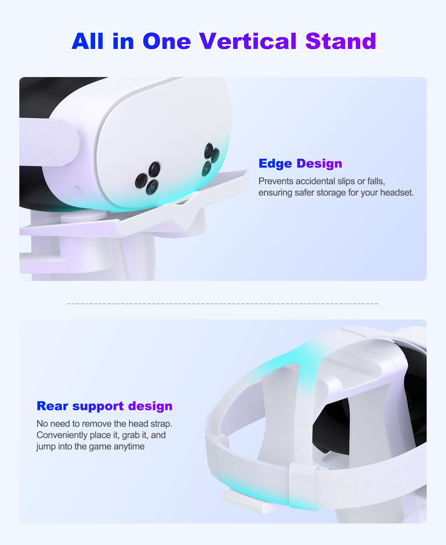 Kawaye Fast Charging Dock for Oculus Quest 2/3/Quest 3S Accessories, VR Headset Vertical Charging Station with Dynamic Color Light, 4 Pack Rechargeable Batteries,15W Adapter