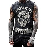 Mens Skull 3D Graphic Print Shirts Tank Tops Gym Workout Crew Neck Sleeveless Casual Shirts Tops