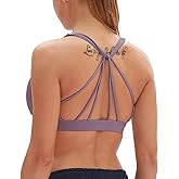 icyzone Women's Padded Strappy Workout Running Sports Bras Medium Impact