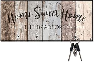 Personalized Rustic Wood Plank Look Home Sweet Home Key Hanger