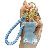 Xinbalove Cute Diamond Bear Design Bags Doll Car Key Backpack Keychain Pendant Boys Girls Men Women Soft Resin Portable Keychain Accessories for Christmas New Year Present (Blue)