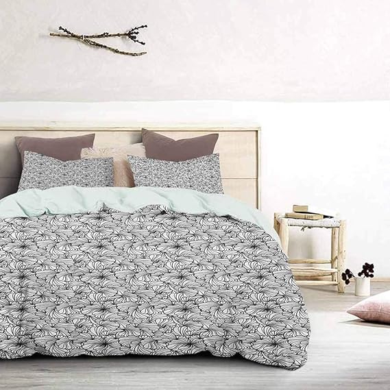 UNOSEKS LANZON - Juego de colcha de rayas con pétalos de flores