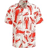Hardaddy Men's Hawaiian Shirt Short Sleeve Funny Printed Casual Button Down Aloha Shirt