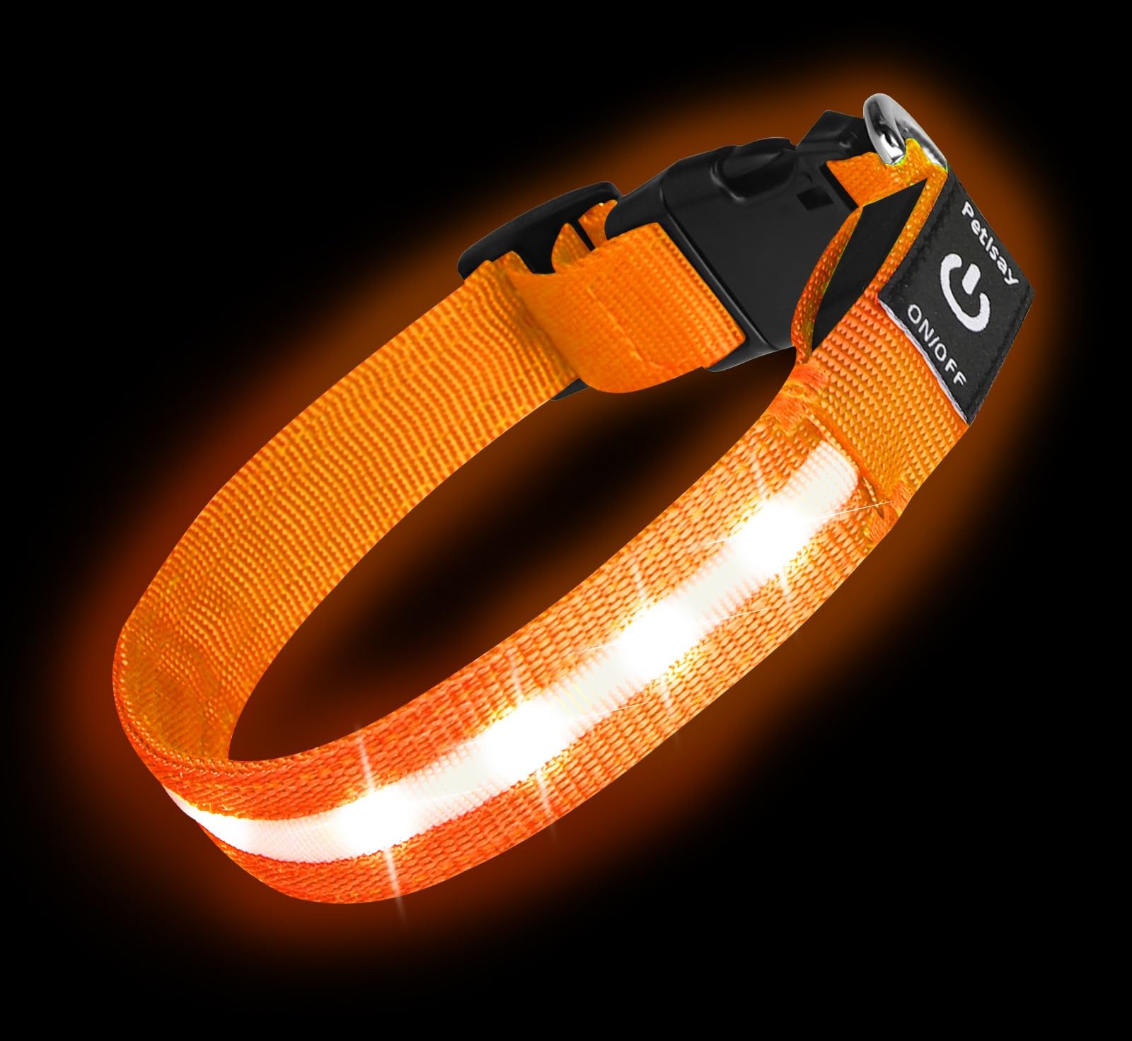 Photo 1 of Super Bright LED Dog Collar - Fully Waterproof & Adjustable Glow Collar - USB-C Rechargeable for Night Walking, Safety - Flashing Lighted Collar for Dogs(Orange,M)