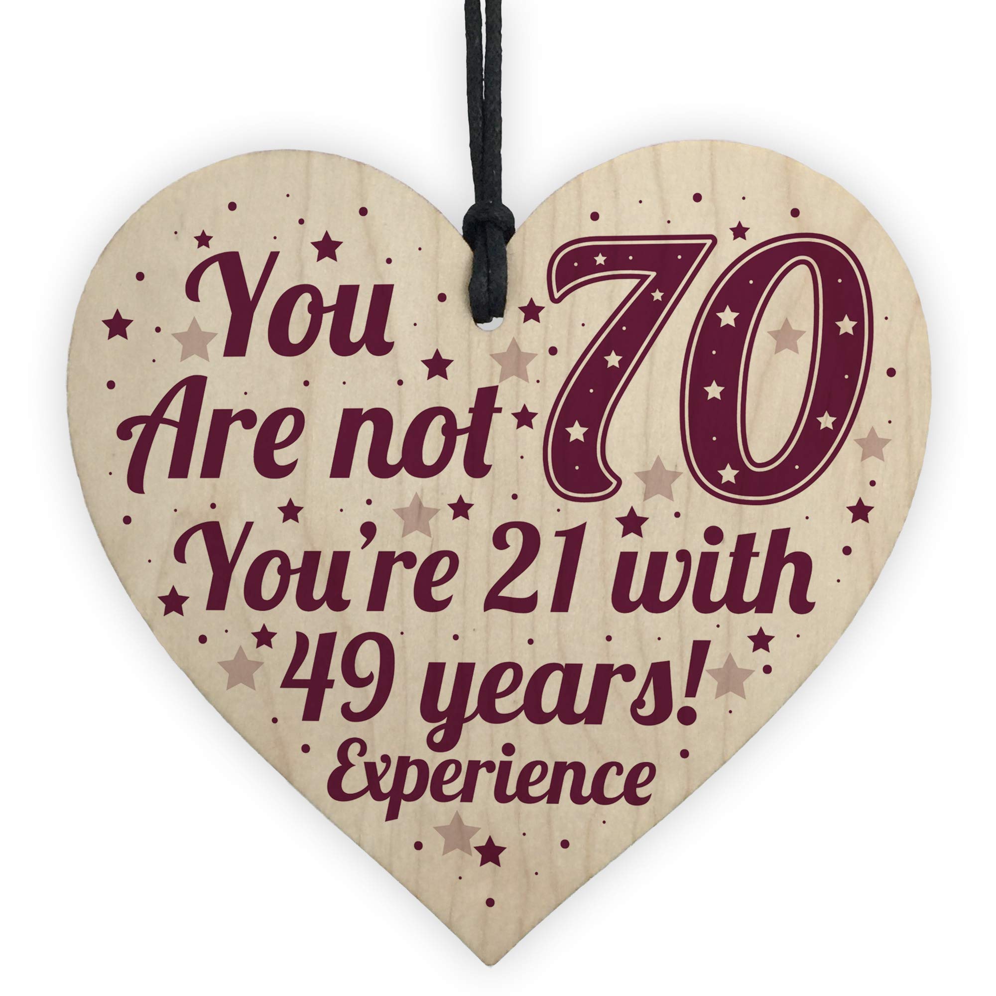 Red Ocean 70th Birthday Gifts For Women/Men 70th Birthday Card 70th Birthday Decoration Gift For Mum Dad Nan Grandad Wooden Heart