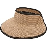 Joywant Womens Sun Visor Hats, Packable Wide Brim Ponytail Beach Hat Straw Visor Summer Beach Vacation Essentials for Womens