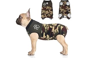 Jiupety Dog Surgical Recovery Suit Adjustable, Not Fit Slim and Long Body, Dogs Suit for Surgery Recovery, M Size, Anti-Licking Surgical Dog Onesies, Camo