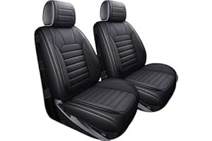 YIERTAI Truck Seat Covers for Chevy Chevrolet Silverado GMC Sierra Custom Fit 2007-2025 1500/2500/3500 Trail Boss Z71 Crew Double Extended Cab Waterproof Leather(2 PCS Front only/Black)