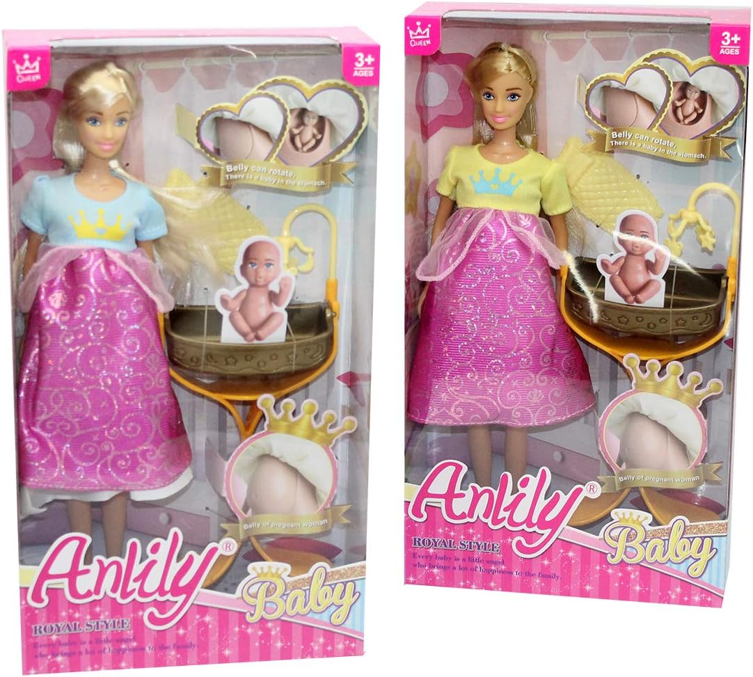 Kidz Corner 439747 Anlily Sweet Waiting Doll with Cot, Multi-Colour