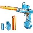 Powerful Electric Water Gun with Glowing Silencer, Automatic Squirt Gun up to 32Ft Long Range, 300 Water Shots, Classic Strong Squirt Gun, Summer Outdoor Swimming Pool Water Toy for Adult/Kids Blue