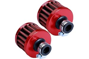 AICARS 12mm Cold Air Intake Filter for Motorcycle Turbo Vent Breather Air Intake Red- 2Pcs