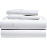100% Egyptian Cotton Sheets Queen Size - Naturally Cooling & Breathable 4 Piece Silky Sateen Weave Queen Sheet Set, Ultra-Soft & Durable Hotel Luxury Sheets with 15" Snug Fit Deep Pockets - White