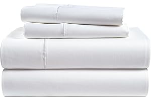 LANE LINEN 100% Egyptian Cotton Sheets Queen Size - Naturally Cooling & Breathable 4 Piece Silky Sateen Weave Queen Sheet Set, Ultra-Soft & Durable Hotel Luxury Sheets with 15" Snug Fit Deep Pockets - White
