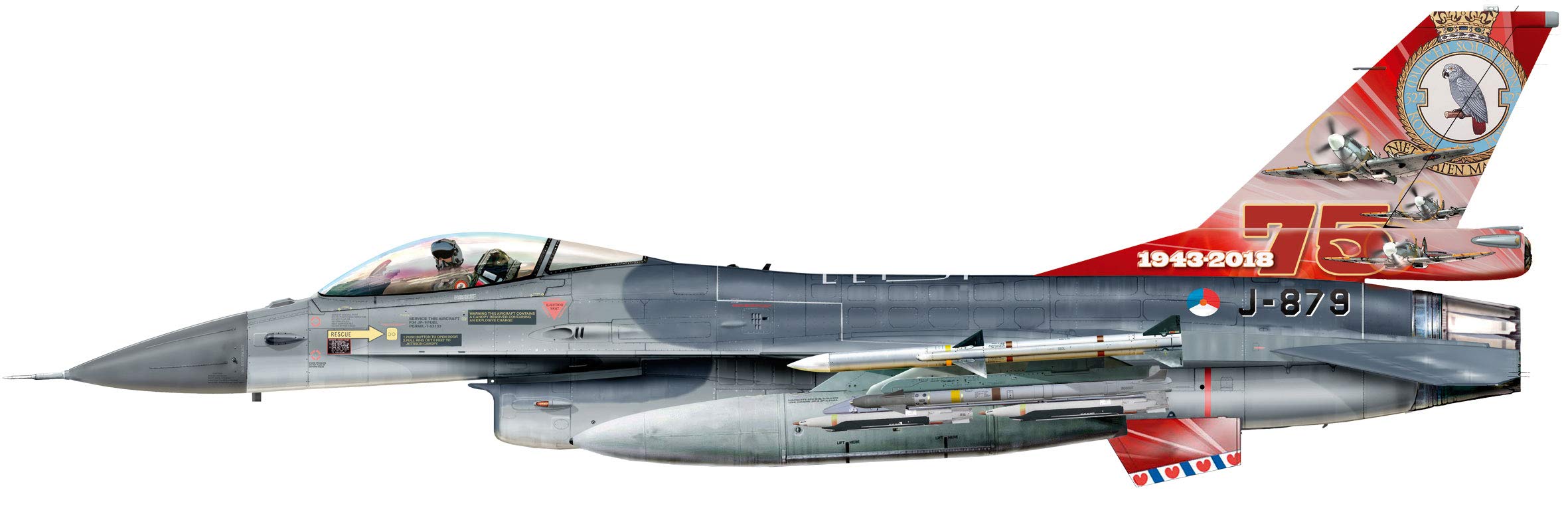 Royal Netherlands Air Force Lockheed Martin F-16A - 322 Squadron, Leeuwarden AB - 75th Anniversary J-879