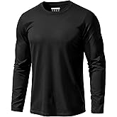 EKLENTSON Men's Cotton Crewneck T-Shirts Long Sleeve Plain Tee Moisture Wicking Casual Tshirts Solid Color
