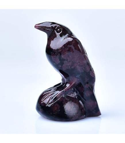 Amazon.com: WUYOUSHI Natural Garnet Crystal Raven Statue 2