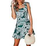 BMJL Women's Zipped Floral Sleeveless Slim Backless A Line Slip Ruffle Tie Short Mini Dress