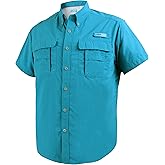 Tuna Men's Fishing Outdoor Button Down UPF 50+ Sun Protection Waterproof Hiking Short Sleeve Shirts