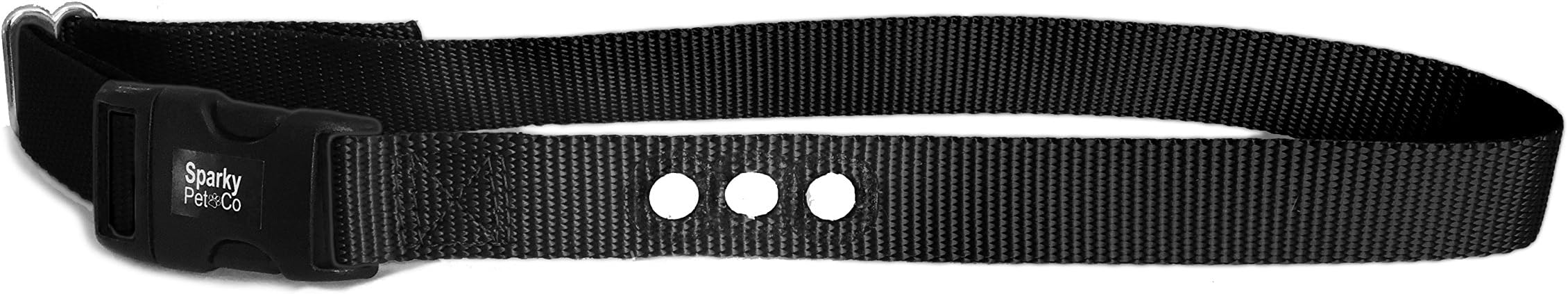Sparky Pet Co Dog Fence Receiver Heavy Duty 1" Nylon 3 Hole Replacement Strap, Black