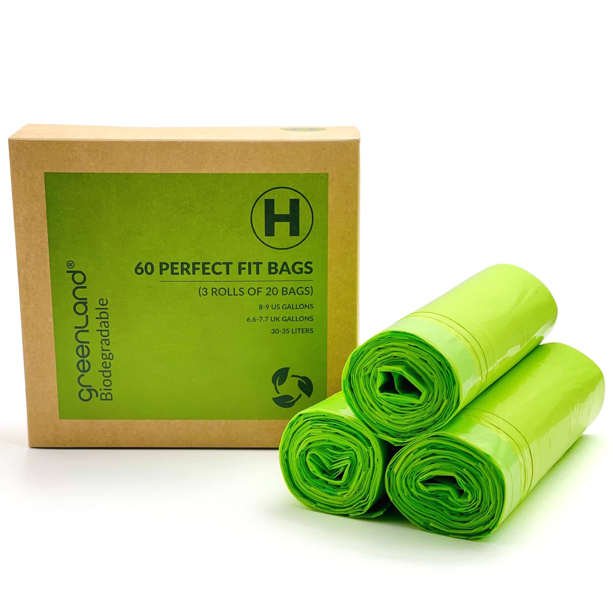 Photo 1 of Greenland Biodegradable 60 Trash Bags Compatible with Simplehuman (Code H, 60 Bags, 8-9 Gallons)