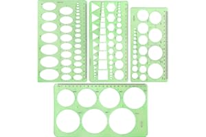 Circle Template for Drawing, 4pcs Plastic Circle Stencil Template Ruler Round Drafting Geometric Stencils Measuring Tool for 