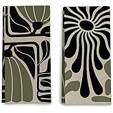 Qpenm Sage Green Groovy 70s Retro Kitchen Towels Set of 2 - Boho Floral Dish Towels for Kitchen, Boho Hand Towels for Bathroom, Boho Sage Green Bathroom Kitchen Decor, 16x24 Inches