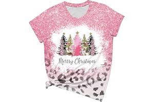 azrian Womens Cute Santa Graphic Tops Xmas Club Blouses Tunic Tops Holiday Pullovers Casual Short Sleeve T-Shirt Crewneck Tee