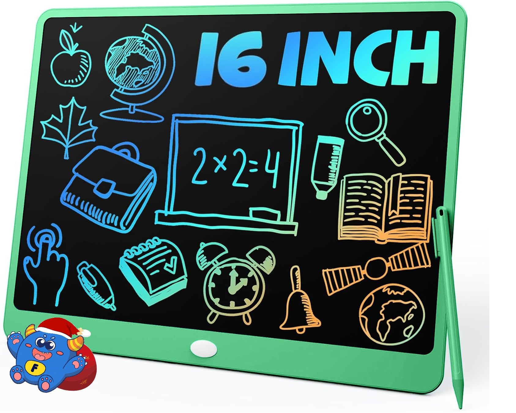 TEKFUN 16" LCD Writing Tablet for Kids Learning, Large Writing Pad for Homework, Practice & Homeschool, Calm Screen-Free Note Board for Focus, Study & Daily Use (Green) Image